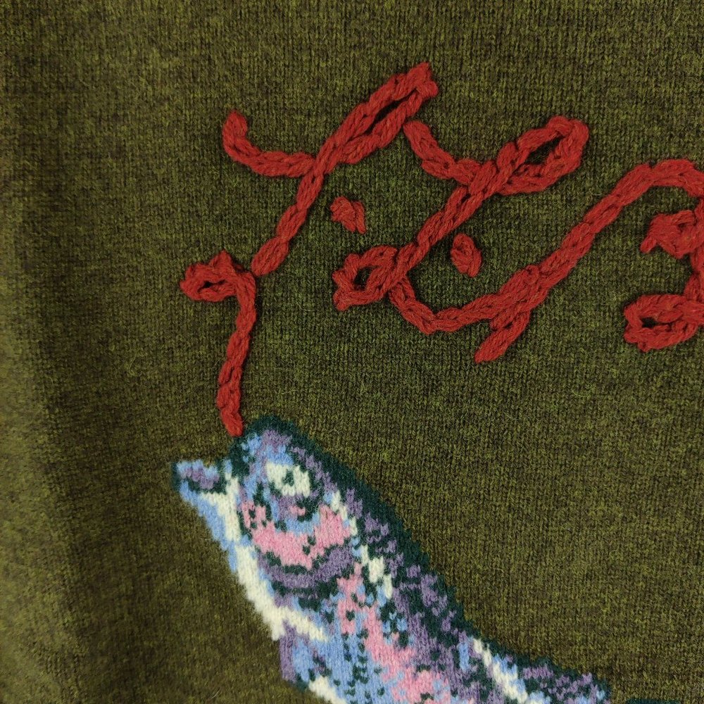 NWT LL Bean x Todd Snyder Trout Fish Wool Sweater Mens Medium - Picture 3 of 8
